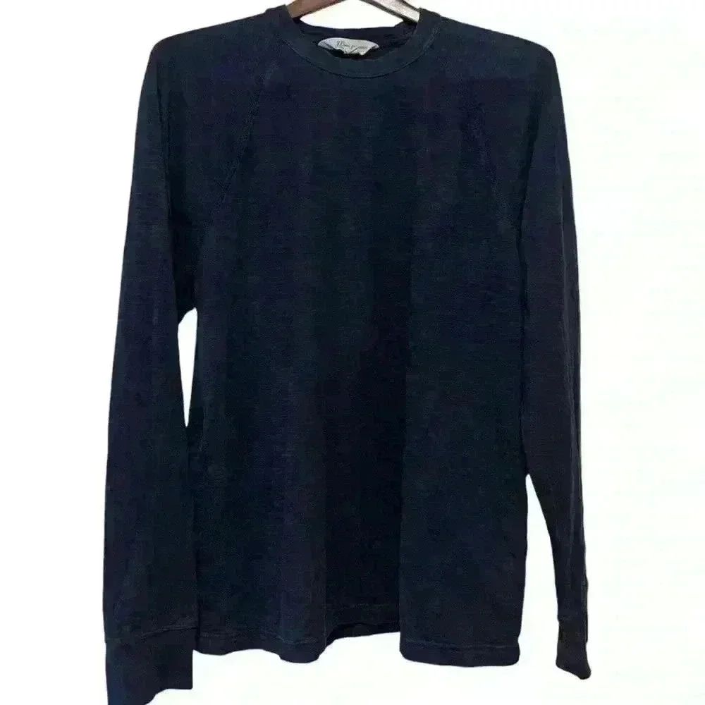 J Crew Mens Knit Goods Pullover Raglan Layering Shirt Top Cotton Blue Sz XL